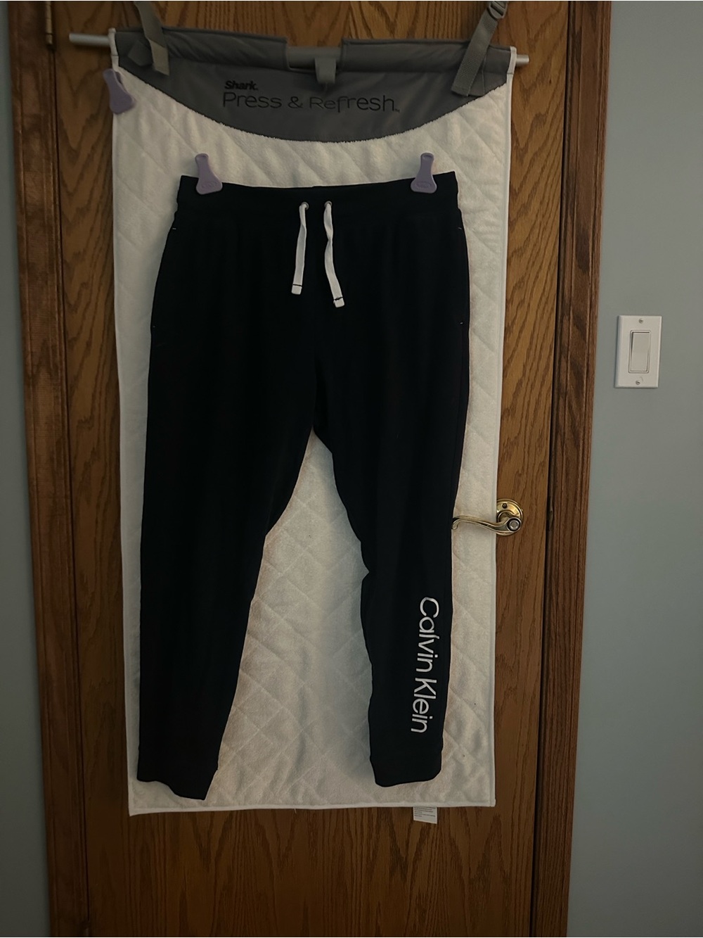 Calvin Klein Navy Joggers with White Drawstring & Side Logo